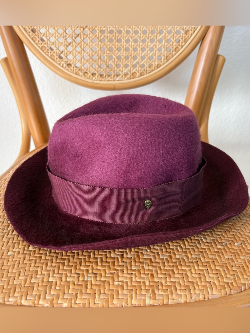 Helen Kaminski Rabbit Fur Felt Fedora Hat in Maroon Ombré| Fall, Chic,Classic